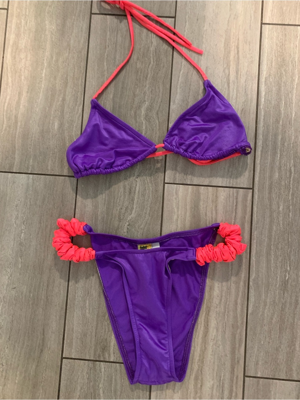 80s/90’s  Purple and Coral Two-Piece Bikini Set